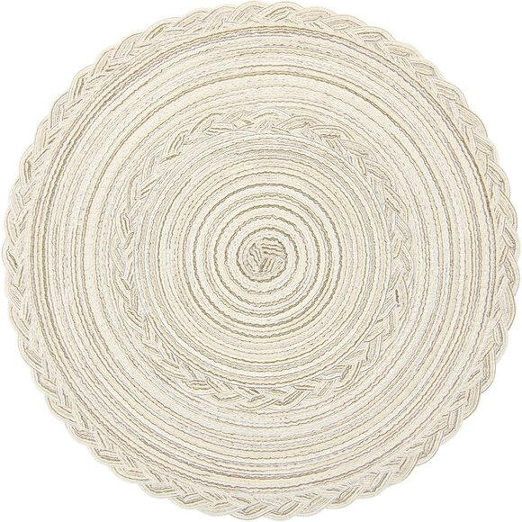 Round Placemats Set of 6 Boho Braided Bordered Placemats 15 inch for Dining Tabl - Picture 8 of 8